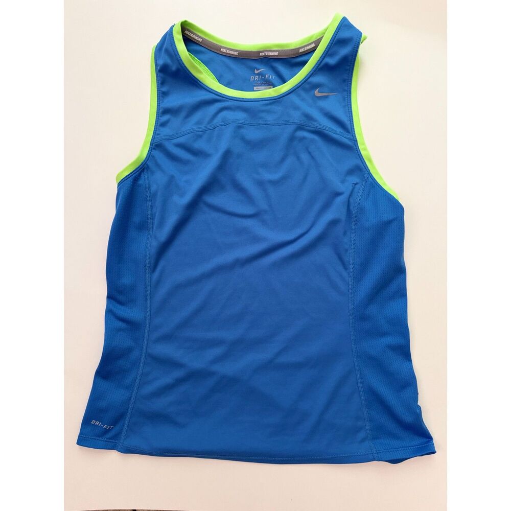 Nike Miler Womens Blue Lime Green Racerback Running Tank Top - Medium
